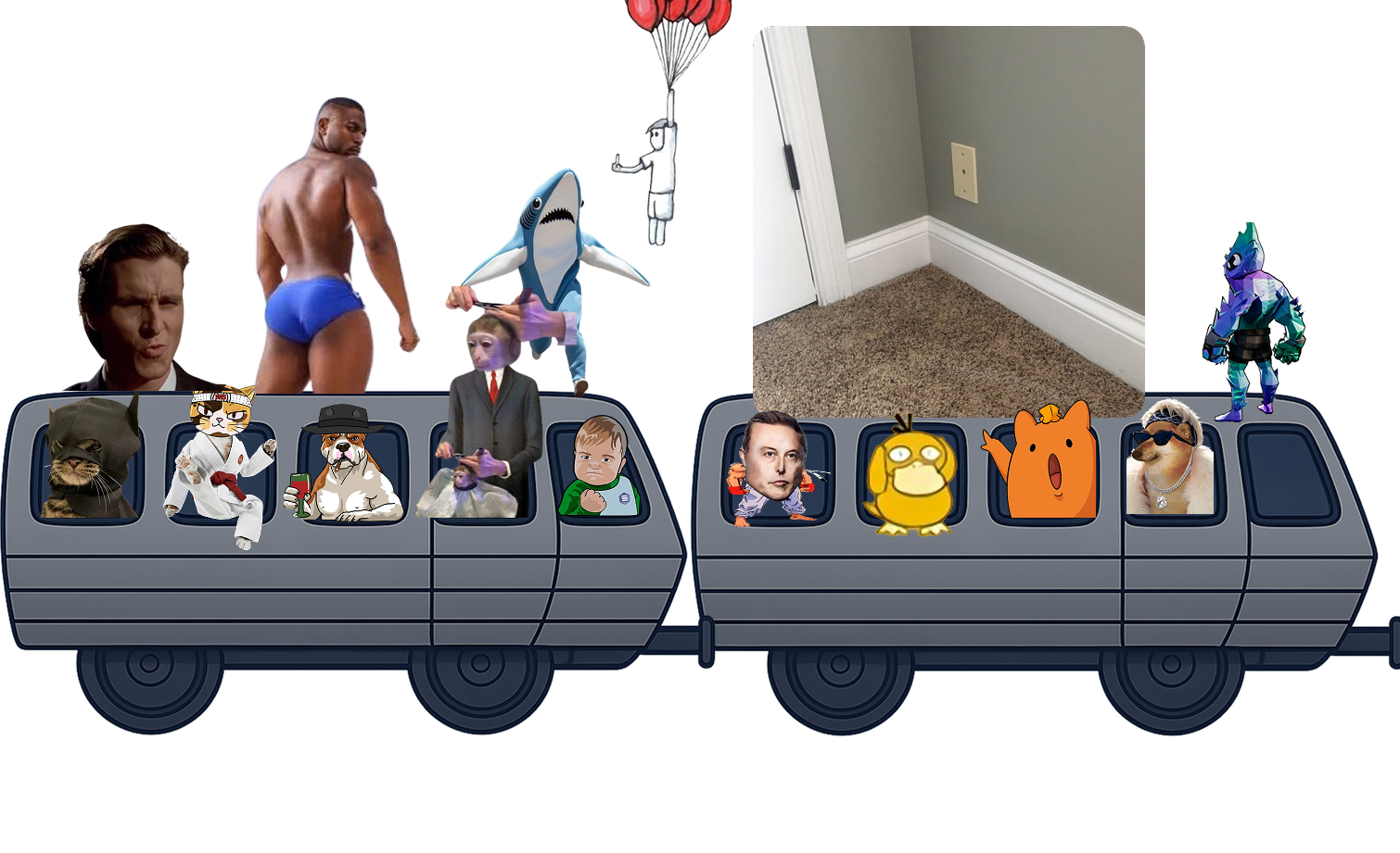 Cartoon train car 11-12 with characters