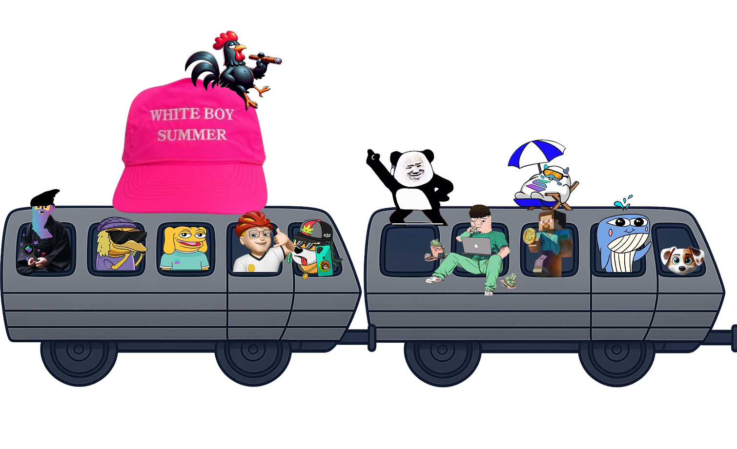 Cartoon train car 29-30 with characters