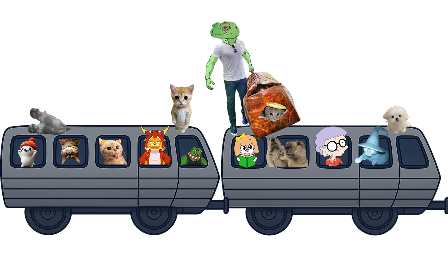 Cartoon train car 3-4 with characters