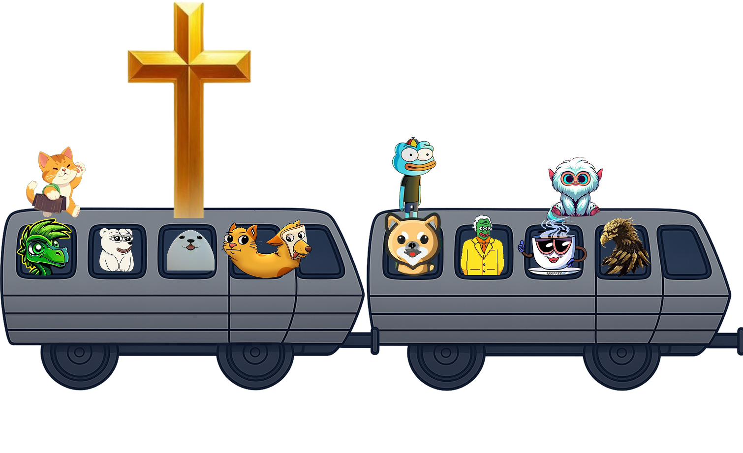 Cartoon train car 39-40 with characters