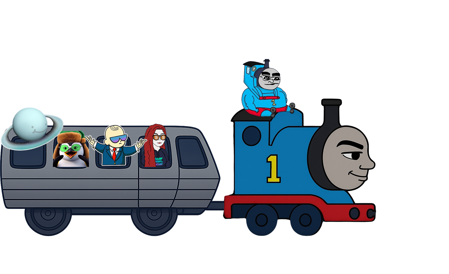 Cartoon train car 45-46 with characters