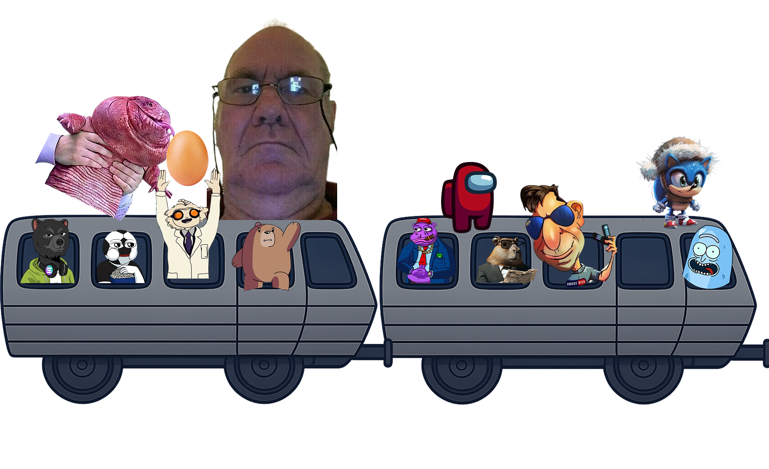 Cartoon train car 7-8 with characters