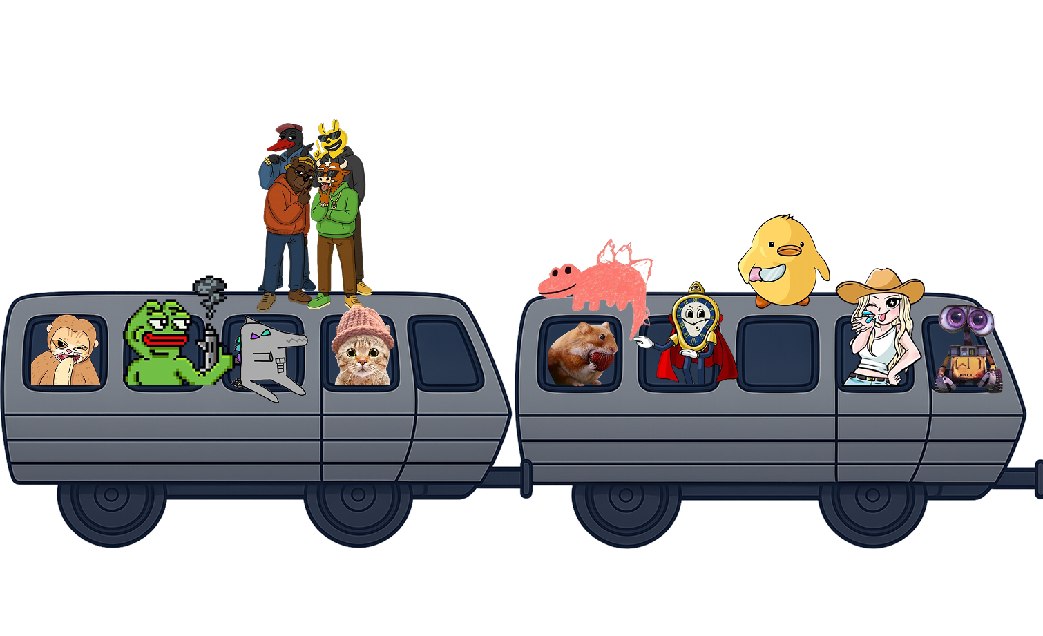 Cartoon train car 9-10 with characters